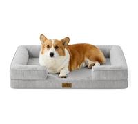 COZY KISS Panier Chien Petite Taille, Orthopédique, Lavable, Gris, 91x94CM | Lit pour chien avec coussin, canapé déhoussable, doublure imperméable, base antidérapante, bord surélevé, mousse alvéolée