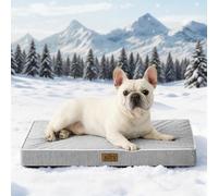 COZY KISS Panier Coussin Rafraîchissant pour Chiens De Taille Moyenne, Q-Max>0,4 Lavable Tapis Chien, Orthopédique Lit, Atmungsaktiv, Dehoussable, Antidérapant, 76X51x7.5cm, Gris Argenté