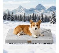 COZY KISS Panier Coussin Rafraîchissant pour Grands Chiens, Q-Max>0,4 Lavable Tapis Chien, Orthopédique Lit, Atmungsaktiv, Dehoussable, Antidérapant, 91X69x7.5cm, Gris Argenté