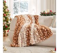 COZY KISS Plaid Couverture de Noël Luxe Bubble avec Imprimé Cerf, 127x150cm | Marron, Couverture Imperméable Ultra Doux Chaud en Fausse Fourrure, Salon Chambre, Anti-Fuite, Lavable, Humains & Animaux