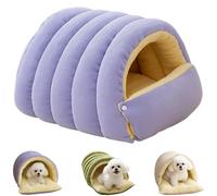 Cozy Lit monstre pour chat d'intérieur, nid d'hiver doux et moelleux avec coussin lavable, maison de tente confortable pour chats, chatons et petits chiens (violet, taille M)