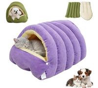 Cozy Lit pour chat monstre, doux et chaud - Lit de tente pour chats d'intérieur - Intérieur rembourré amovible - Idéal pour les chats, les chatons et les petits chiens (violet, S)