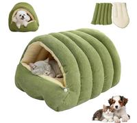 Cozy Lit pour chat monstre, doux et chaud - Lit de tente pour chats d'intérieur - Intérieur rembourré amovible - Idéal pour les chats, les chatons et les petits chiens (vert, S)