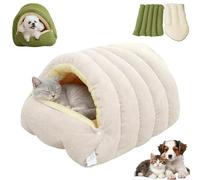 Cozy Lit pour chat monstre, doux et chaud - Lit de tente pour chats d'intérieur - Intérieur rembourré amovible - Idéal pour les chats, les chatons et les petits chiens (beige, S)