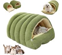 Cozy Lit pour chat monstre, grotte pour chat d'intérieur avec coussin amovible lavable, doux et chaud, parfait pour chat et petit chien (vert, M)