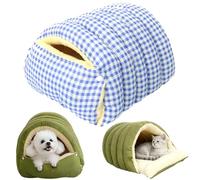 Cozy Monster Cat Bed, 2026 New Pet Cave for Indoor Cats Blanket, Winter Warm Cat House, Removable and Washable Dual-Purpose Cat and Small Dog Nests(Blue Grid,S:45 * 30 * 19cm)