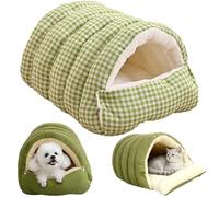 Cozy Monster Cat Bed, 2026 New Pet Cave for Indoor Cats Blanket, Winter Warm Cat House, Removable and Washable Dual-Purpose Cat and Small Dog Nests(Green Grid,M:57 * 37 * 28cm)