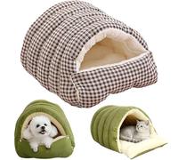 Cozy Monster Cat Bed, 2026 New Pet Cave for Indoor Cats Blanket, Winter Warm Cat House, Removable and Washable Dual-Purpose Cat and Small Dog Nests(Coffee Grid,S:45 * 30 * 19cm)