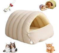 Cozy Monster Cat Bed, Cat Beds for Indoor Cats, Pet Indoor Cave for Cats, Cute Soft Warm Calming Plush Kitten Dog Pet Cave Nest, Warm Caves Nest Sleeping Bed Puppy House for Small Pets (Beige,S)