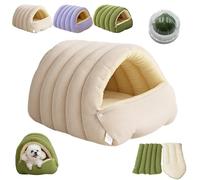 Cozy Monster Cat Bed, Removable and Washable Dual-Purpose Cat and Small Dog Nests, Soft and Warm Cats House Tent Bed, for Cats, Kittens & Small Dogs (Beige,L)
