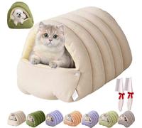 Cozy Monster Cat Bed,Soft and Warm Cats House Tent Beds,Cozy Warming Anti-Slip Fluffy Pet Bag,with Removable Washable Cushion & Anti-Slip Base,for Cats & Small Dogs (Beige, M)