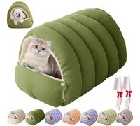 Cozy Monster Cat Bed,Soft and Warm Cats House Tent Beds,Cozy Warming Anti-Slip Fluffy Pet Bag,with Removable Washable Cushion & Anti-Slip Base,for Cats & Small Dogs (Green, L)