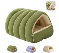 Cozy Monster Cat Bed,Soft and Warm Cats House Tent with Removable Cushion,Warming Cave Anti-Slip Fluffy Pet Bag for Indoor Cats,Kittens & Small Dogs,Washable & Foldable (Green, M)