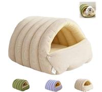 Cozy Monster Cat Bed,Soft and Warm Cats House Tent with Removable Cushion,Warming Cave Anti-Slip Fluffy Pet Bag for Indoor Cats,Kittens & Small Dogs,Washable & Foldable (Beige, S)