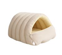Cozy Monster Cat Bed, Warm Enclosed Cat Cave Bed with Removable Cushion, Cozy Pet House for Indoor Cats, Small Dogs, Winter Home (Off-White,35 * 30 * 19cm)
