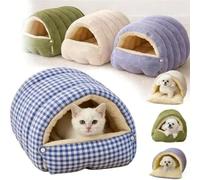 Cozy Monster Cat Bed, Winter Soft Warm Warm Cat House,Hideaway Nesting Pet Cave with Removable Cushion & Anti-Slip Base(E,L)