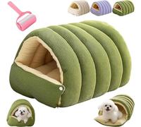 Cozy Monster Cat Bed,Winter Soft Warm Warm Cat House,Hideaway Nesting Pet Cave with Removable Cushion & Anti-Slip Base,Washable Sleeping Bag for Indoor Cats & Small Dogs (Green, Small)