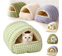Cozy Monster Cat Bed, Winter Soft Warm Warm Cat House, Hideaway Nesting Pet Cave with Removable Cushion & Anti-Slip Base(D,L)