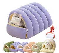 Cozy Monster Lit en polaire ultra pelucheuse pour chien et chat avec coussin amovible, nidification à 360° - Pour chats et petits chiens (violet, taille L-65 x 40 x 28 cm)