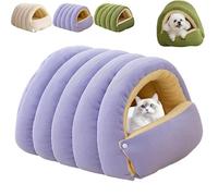 Cozy Monster Lit pour chat d'intérieur, lit de tente doux et chaud avec coussin lavable amovible, chat calmant et petit chien (violet, M)