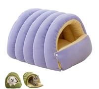 Cozy Monster Lit pour chat, doux et chaud, grotte en peluche pour chats et petits chiens, coussin amovible et lavable, nid d'intérieur pour chat et relaxation (violet, taille S)