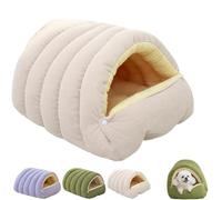 Cozy Monster Lit pour chat, grotte douce et chaude pour chats d'intérieur - Coussin amovible et lavable - Nichoir à motif monstre mignon pour chatons et petits chiens, lit d'hiver (blanc, L)