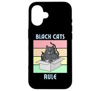 Cozy Mystery Black Cats Rule Cute Smoking Chat dans Une boîte Coque pour iPhone 16