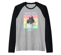 Cozy Mystery Black Cats Rule Cute Smoking Chat dans Une boîte Manche Raglan