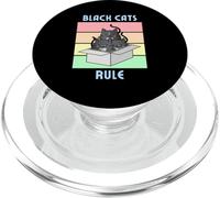 Cozy Mystery Black Cats Rule Cute Smoking Chat dans Une boîte PopSockets PopGrip pour MagSafe
