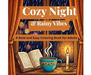 Cozy Night & Rainy Vibes: A Bold and Easy Coloring Book for Adults: Simple, Relaxing Line Art of Peaceful Evenings, Rainy Windows, Candlelight & Warm ... Perfect for Stress Relief & Mindful Coloring