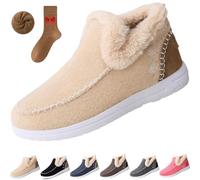 Cozy Orthopedic Fleece Slip-On Boots,Women's Warm Plush Lined Non-Slip Flat Shoes,Comfort Warm Ankle Boots Outdoor (Apricot, Adulte, Adulte, Femme, 41, Numérique, Système Taille Chaussures EU, Moyen)