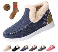 Cozy Orthopedic Fleece Slip-On Boots,Women's Warm Plush Lined Non-Slip Flat Shoes,Comfort Warm Ankle Boots Outdoor (Blue, Adulte, Adulte, Femme, 41, Numérique, Système Taille Chaussures EU, Moyen)
