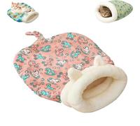 Cozy Pet Nest for Cats and Dogs,Sleeping Bag for Indoor Cats, Soft Plush Semi-Enclosed Cat Bed Sack for Sleeping Relax Play (Pink)