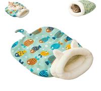 Cozy Pet Nest for Cats and Dogs,Sleeping Bag for Indoor Cats, Soft Plush Semi-Enclosed Cat Bed Sack for Sleeping Relax Play (Green)