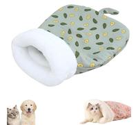 Cozy Pet Nest for Cats and Dogs, Soft Cat Dog Sleeping Bag, Portable Pet Nest, Semienclosed Cat Sleeping Bag Bed, for Indoor Cats Small Dogs (Avocado,14 * 18inch)