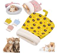 Cozy Pet Nest for Cats and Dogs, Thrivenget Cozy Pet Nest, Soft Cat Dog Sleeping Bag, Portable Pets Nests, 2025 New Cat Sleeping Bag, for All Seasons Indoors (Yellow, L 18 * 28inch (for Blg Cats))