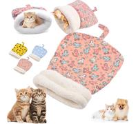 Cozy Pet Nest for Cats and Dogs, Thrivenget Cozy Pet Nest, Soft Cat Dog Sleeping Bag, Portable Pets Nests, 2025 New Cat Sleeping Bag, for All Seasons Indoors (Pink, M 14 * 24inch (for Small Cats))