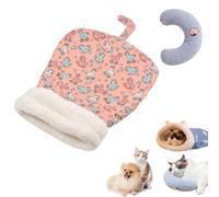 Cozy Pet Nest for Small Cats and Dogs with Pillow,Semi-Enclosed Soft Plush Pet Sleeping Bag,Washable Warm Cat Cave Bed,Portable Dog Nest Bed for All Seasons (Pink, 35 * 45cm)
