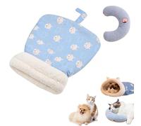 Cozy Pet Nest for Small Cats and Dogs with Pillow,Semi-Enclosed Soft Plush Pet Sleeping Bag,Washable Warm Cat Cave Bed,Portable Dog Nest Bed for All Seasons (Blue, 35 * 45cm)