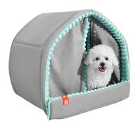 Cozy Pet Tente Lit - Cachette en tissu pour chat, nacelle isolée pour chien | Petite tente fermée avec rabat avant, abri de repos confortable toute l'année pour espace de couchage intérieur chiots et