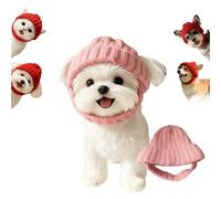 Cozy Pet Winter Hat with Ear Flaps - Red Knit Dog Beanie with Ear Holes, Thermal Neck Warmer for Cats & Puppies, Soft Windproof Headwear for Snowy Days & Festive Photos (C)