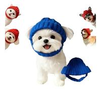 Cozy Pet Winter Hat with Ear Flaps - Red Knit Dog Beanie with Ear Holes, Thermal Neck Warmer for Cats & Puppies, Soft Windproof Headwear for Snowy Days & Festive Photos (D)