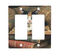 Cozy Plaque murale en thermoplastique thermoplastique pour interrupteur Motif livres vintage pour décoration d'intérieur, double bascule de taille standard
