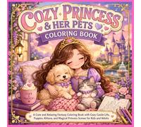 Cozy Princess & Her Pets Coloring Book: A Cute and Relaxing Fantasy Coloring Book with Cozy Castle Life, Puppy & Kitten Scenes for Kids and Adults