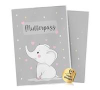 Cozy Racoon Étui pour carnet de maternité en 3 pièces pour carnet de maternité allemand - Étui de qualité supérieure pour votre carnet de maternité, éléphant, Deutschland Mutterpass