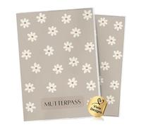 Cozy Racoon Étui pour carnet de maternité en 3 pièces pour carnet de maternité allemand - Étui de qualité supérieure pour votre carnet de maternité, Marguerite beige, Deutschland Mutterpass, floral