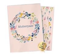Cozy Racoon Étui pour carnet de maternité en 3 pièces pour carnet de maternité allemand - Étui de qualité supérieure pour votre carnet de maternité, Cercle de fleurs, Deutschland Mutterpass, passeport