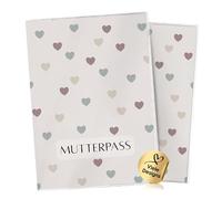 Cozy Racoon Étui pour carnet de maternité en 3 pièces pour carnet de maternité allemand - Étui de qualité supérieure pour votre carnet de maternité, Petits cœurs, Deutschland Mutterpass