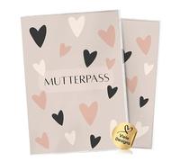 Cozy Racoon Étui pour carnet de maternité en 3 pièces pour carnet de maternité allemand - Étui de qualité supérieure pour votre carnet de maternité, cœurs, Deutschland Mutterpass