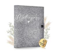 cozy racoon Étui pour carnet de maternité en forme de cœur - Fabriqué en Allemagne - Avec poches intérieures pour carte d'assurance et images échographiques - Cadeau personnel pour les femmes